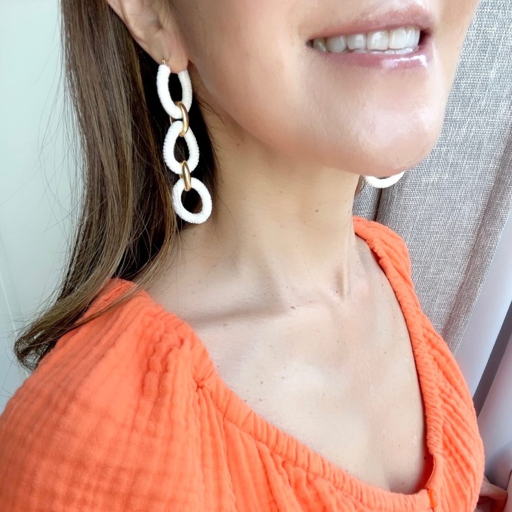 J.Crew Cotton raffia-wrapped chain earrings - Picture 8 of 13